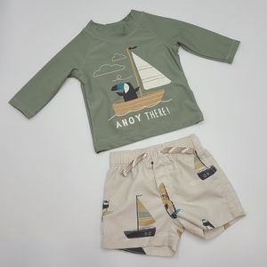 Carter's Sailboat Puffin Rashguard set size 3 months